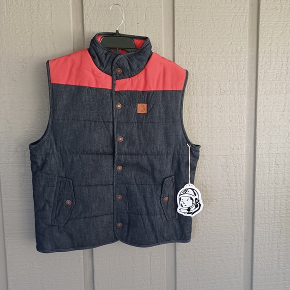 Billionaire Boys Club Mercer Puffer Vest L Stand Collar Front Snap Flap Pockets